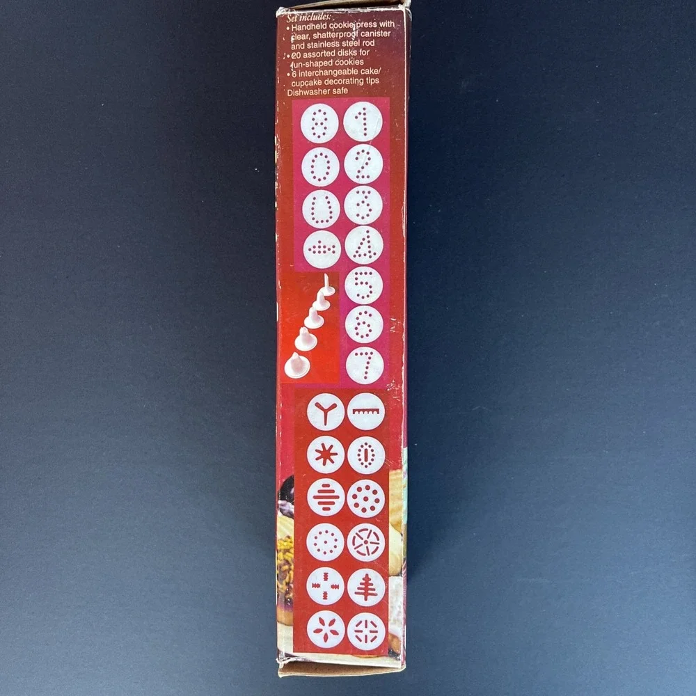 Giant 29 Piece Cookie Press & Decorating Icing Set VTG 20 Disks 6 Icing Tips NEW